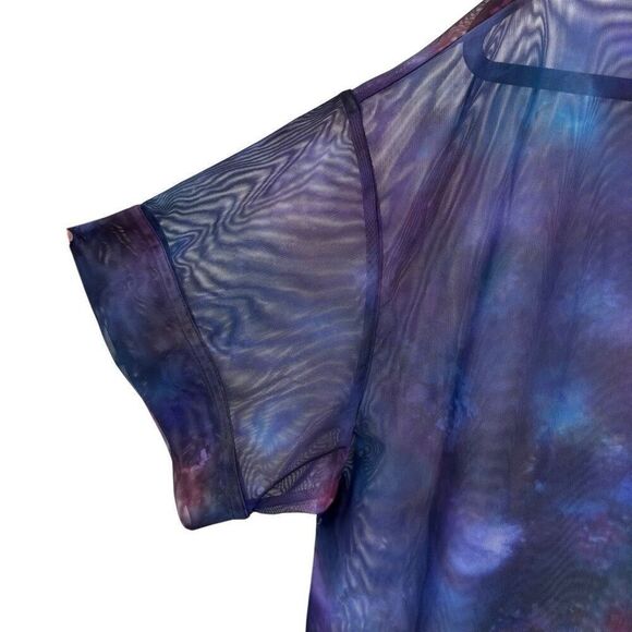 Athleta Mesh Supernova Galaxy Print Tee Purple Blue Size Large - Picture 3 of 6